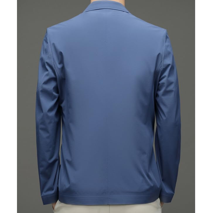 Men's Light Summer Suit Jacket Lightweight Fashion Blazer Anti-Wrinkle Slim Solid Lapel Suit3