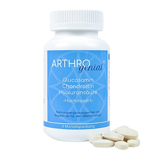 *OHNE MAGNESIUMSTEARAT* ARTHRO genial® - Glucosamin Chondroitin Hyaluronsäure hochdosiert - 180 Tabletten - 1500 mg
