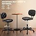 KLASIKA Leather Rolling Stools with Back Support and Wheels Adjustable Height Leather Swivel Salon Stool Chair for Office Massage Facial Medical Drafting Beauty Lab Doctor Tattoo, Black, 2 Pack