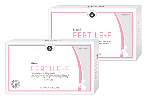 håvsund Fertile+F Kinderwunsch Vitamine Frau ohne Jod - DOPPELPACK (2 Monate) - mit Folat, Vitamin B6, Eisen, Zink - 2 x 30 Kapseln - vegan Cover