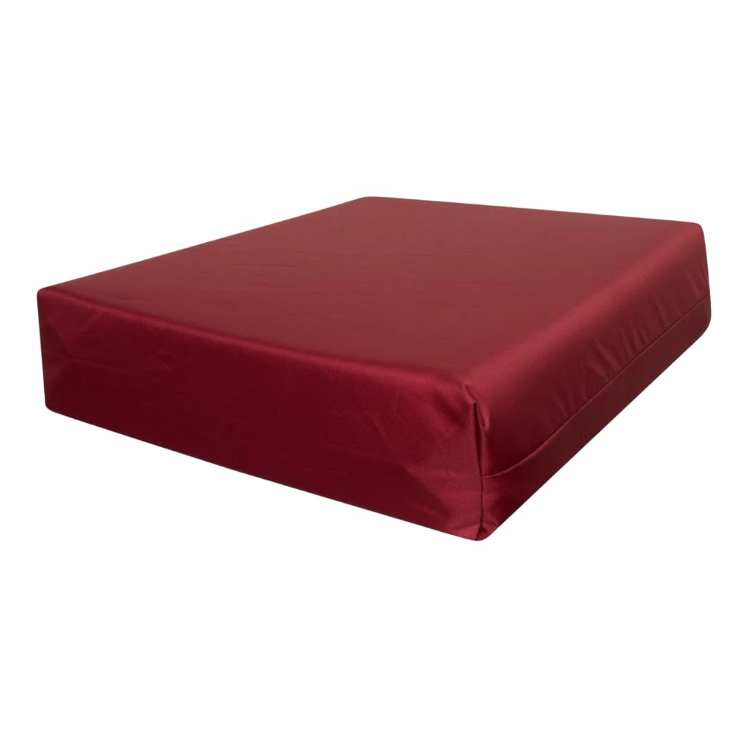 Orthopaedic Memory Foam Seat Pad Cushion Pressure Relief for Office Chairs, Cars, Wheelchairs & Mobility Scooters Waterproof Zipped Cover (Burgundy, 18" x 16" x 3")