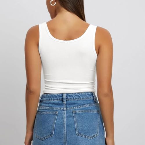 Débardeur d'été col en V en maille côtelée stretch et coupe décontractée chic - 3