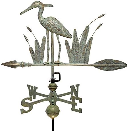Dalvento 217V Standing Heron Weathervane, Verdigris