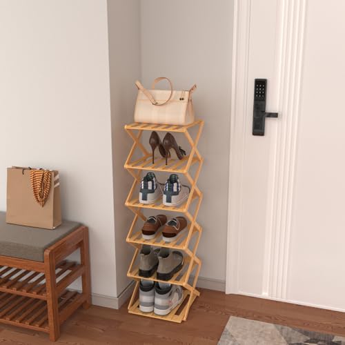 Meuble chaussure vertical et étagère de rangement d'angle peu encombrante - 5