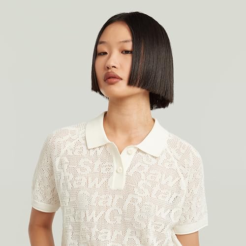 Polo de punto G-STAR mujer pointelle lightweight knitted polo fino 6