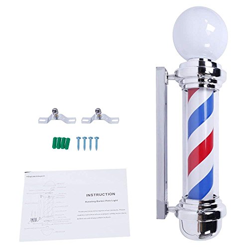 mefeir 32'' LED Barber Pole Light Classic Style,Hair Salon Barber Shop Open Sign,Rotating Red White Blue LED Strips,IP44 Waterproof Save Energy