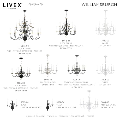 Image of Livex Lighting 5006-03 Williamsburgh 6-Light Chandelier, White