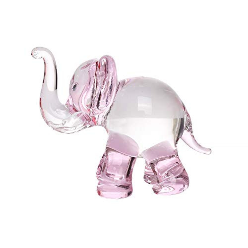 Hand Blown Art Glass, Pink Elephant Miniature Animals Collection, Dollhouse Miniatures.