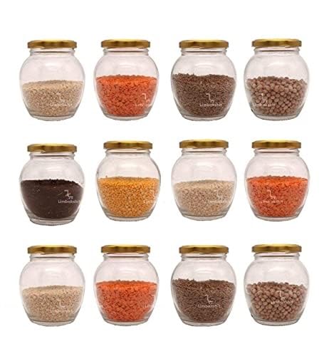 LIMBAKSHIT-Matka Shape Glass Jar and Container (400 ml) with Rust Proof Air Tight Lid-12 Pieces, Suitable to Use in Your Home, Kitchen Storage (B08GZD4M6H) Amazon Price History, Amazon Price Tracker