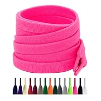 Puzeam 2 Paar Flache Schnürsenkel für Sneaker, (8 mm Breite) Ersatz Schuhbänder für Freizeitschuhe, Sportschuhe, Turnschuhe (120 cm, Neon Pink)