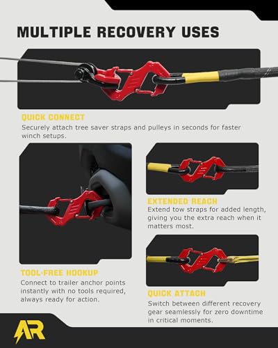 Image of 3 /8 inch S Tow Hook, G80 Steel Quick Winch Shackle 33,000Lbs Break Strength, Heavy Duty Off-Road Recovery Connect Hook for SUV, Truck, Trailer & Towing Applications, Red