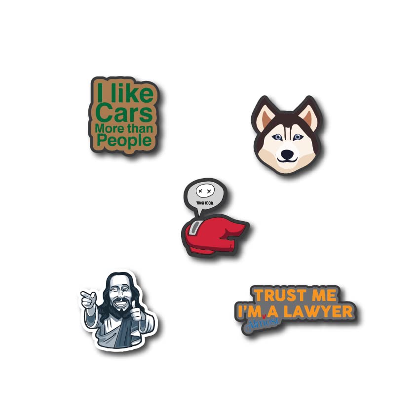 ISEE 360® 4 PCs Different Theme Cartoon Combo Set Small Vinyl Printed Laptop Coding Programming Stickers for Mobile Bottle Cars Bikes Multicolored