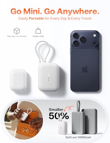 Image of TORRAS EasyGo for iPhone 17 Portable Charger 10000mAh, 45W Ultra-Ice Fast Charging USB-C Power Bank with Dual Built-in Cables, Battery Pack Compatible with iPhone 17 /16 /15 Pro, Samsung S26 S26+ Ultra