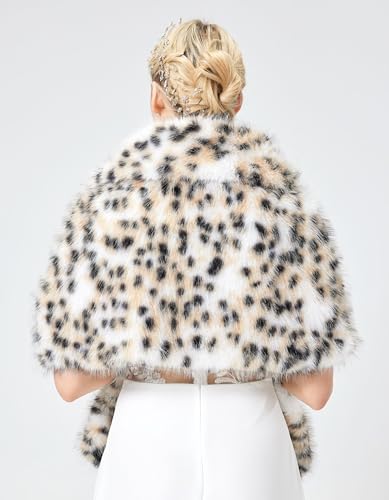 Women's Faux Fur Wraps Shawl Shrug Soft Warm Scarf Cape Stole3