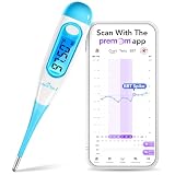 Easy@Home Digital Basal Thermometer for Ovulation: Backlight LCD Display 1/100th Degree High Precision BBT, Memory Recall, NOT Bluetooth Enabled – Scan Results with Premom Fertility Tracker App, Blue