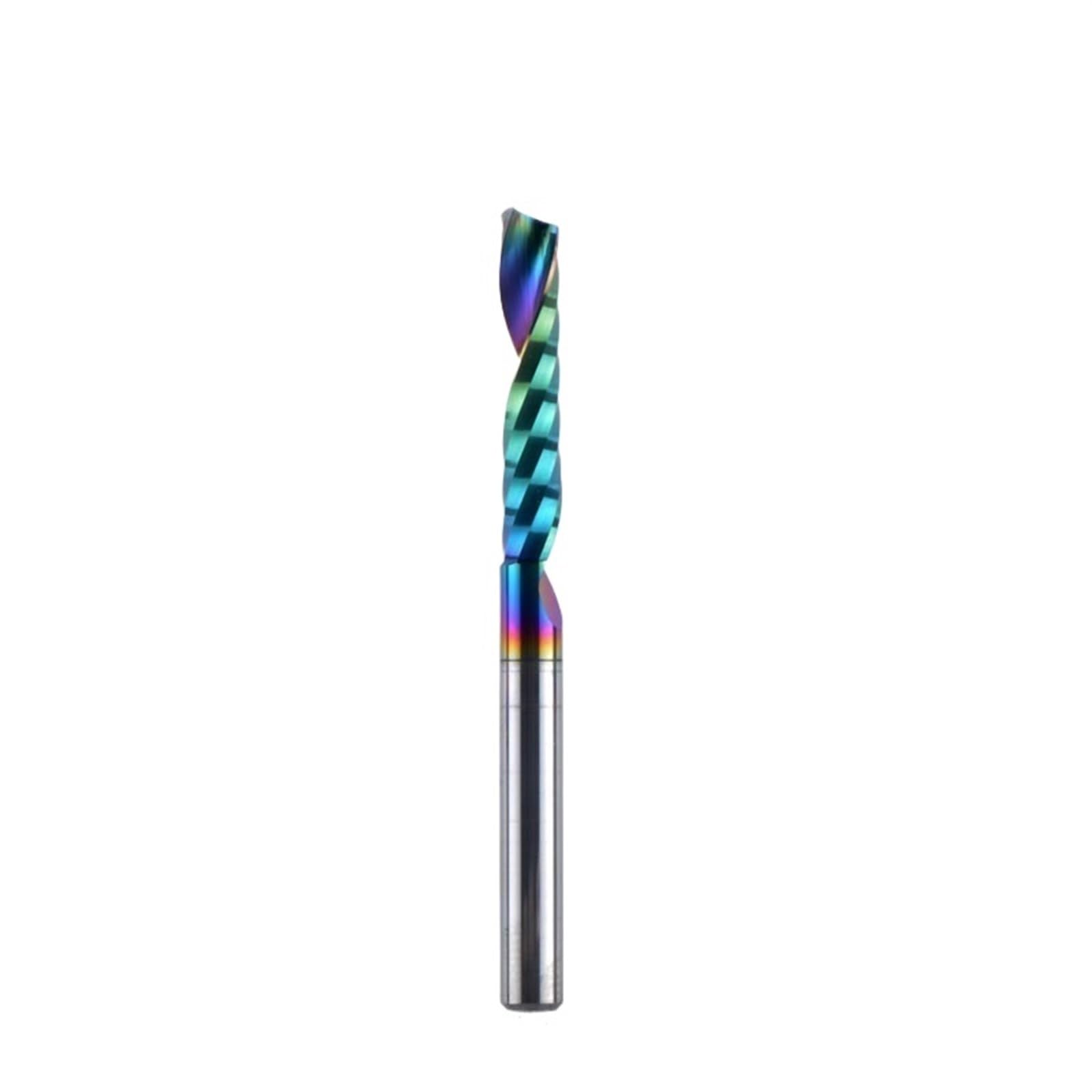 Frez trzpieniowy z węglika spiekanego CNC, pojedynczy flet, powłoka DLC, wolfram 3,175/4/5/6 mm, chwyt, aluminium, frez do grawerowania 3D, do drewna, tworzywa sztucznego (1F-D2.0-L08)