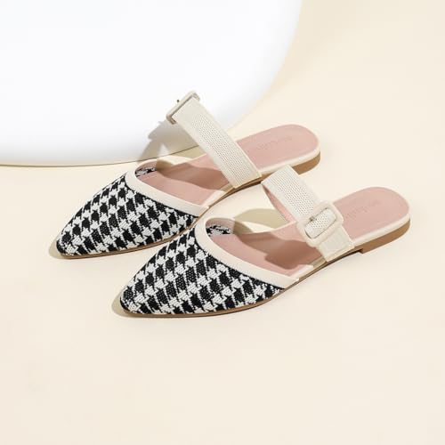 Image of Pointed Toe Mules for Women Flats,Slip On Mules Backless,Wide Width Mules,Mule Slides Flats Sandals