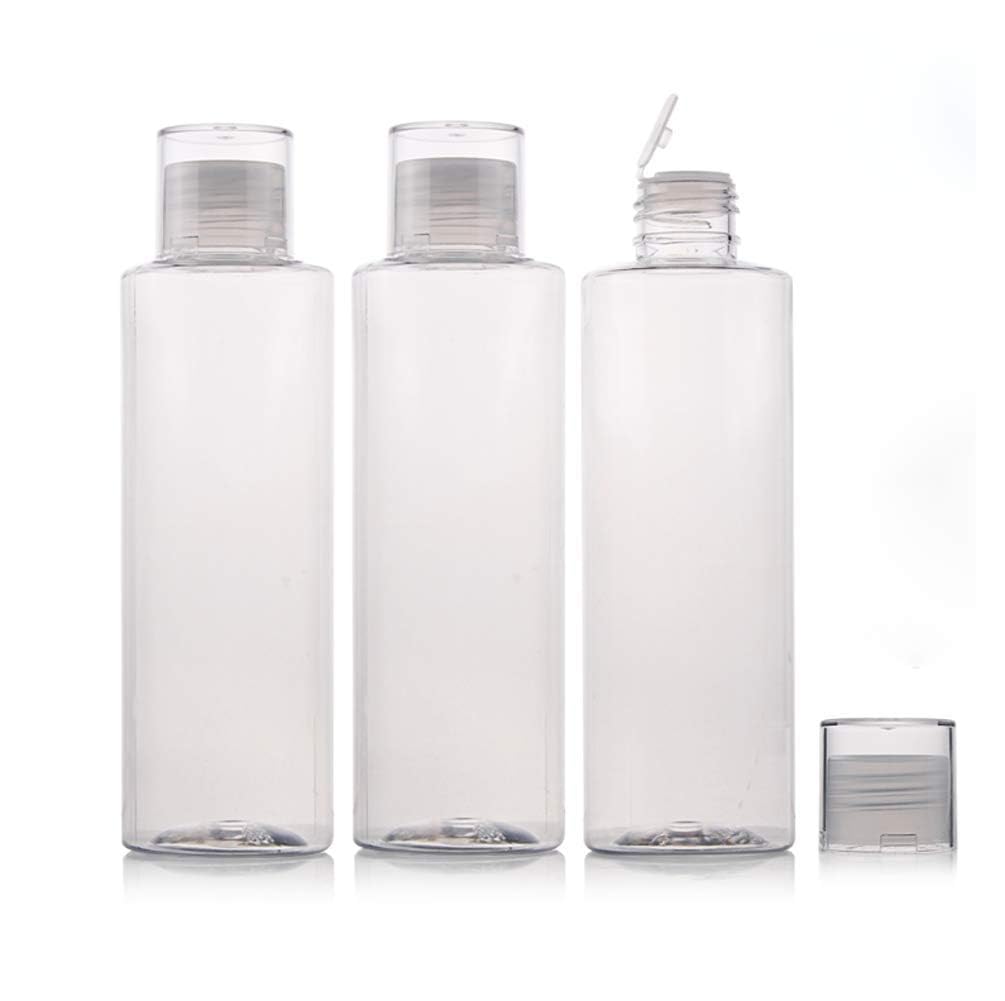 3 bottiglie vuote in plastica trasparente morbida da spremere con tappo a scatto, ricaricabili, cosmetici, cosmetici, cosmetici, cosmetici, bagni, docce, lozioni, shampoo liquido, Trasparente, 250 ML