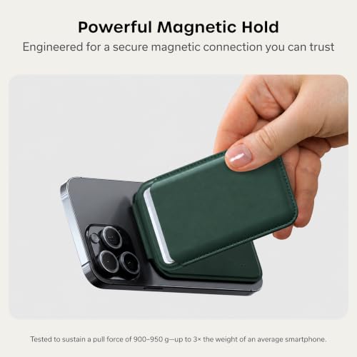 Image of Satechi Magnetic Magsafe Wallet, Double Flap Stand Card Holder, 4 Slots with Front NFC Pass-Through, Adjustable Phone Attachment for iPhone 17 /16 /15 /14 /13 /12, Travel Accessory - Forest Green