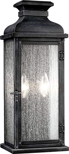 Feiss OL11101DWZ Pediment Outdoor Lighting Wall Pocket Sconce, Bronze, 2-Light (7W x 18H) 120watts
