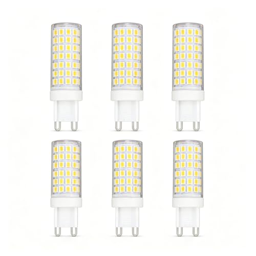 Bombilla LED de Maíz G9 9W Equiv a 72W Ahorro Energético CRI95 Sin Parpadeo 900 Lúmenes Larga Vida Útil para Aplique Candelabro Lámpara Colgante No Regulable(Natural white 4000K,6 Pack)