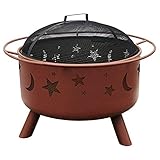 Landmann 28335 Big Sky Stars and Moons Fire Pit, Georgia Clay, 12.5-inches Deep