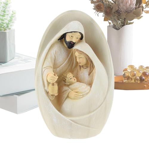 Christmas Nativity - Holy Family Figurine, Resin Tabletop Decoration | Holiday Home Decor, Kids Room Decor, Religious Scene Display, Decorative Nativity Set for Seasonal Shelf Accent