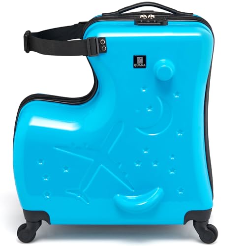 Quana Kinderkoffer Mädchen & Jungen - Kinderkoffer mit Sitz- und Trolley-Funktion - inkl....