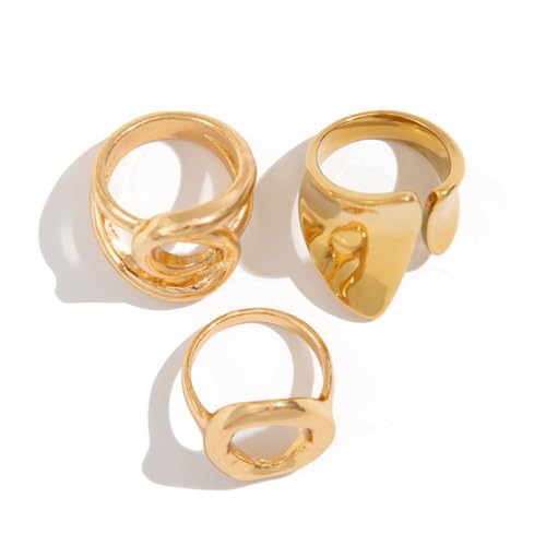 Image of Shining Diva Fashion Stylish Trendy Finger Rings Set for Women & Girls | Chunky Minimal Statement Ring Combos Modern Elegant Jewellery Collection