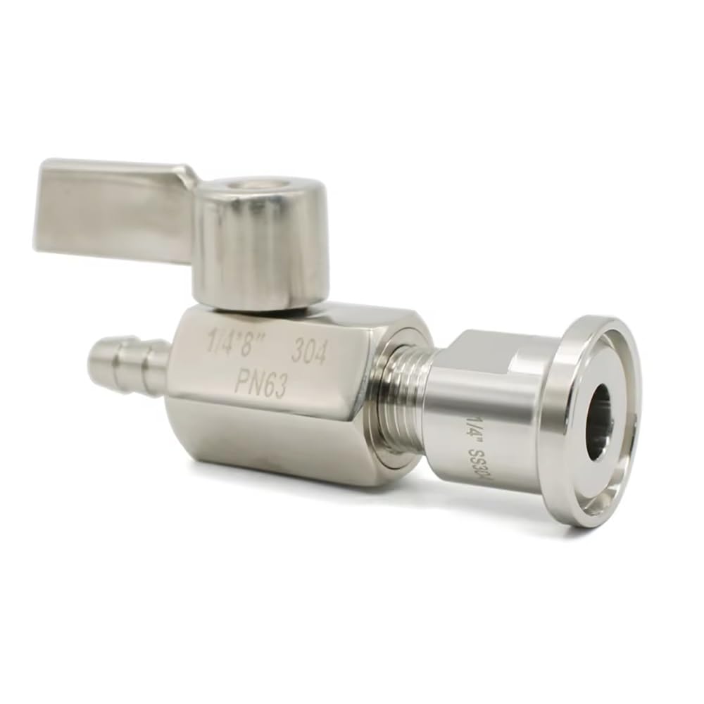 Zonshjdkr Tc 25.4Mm Sanitary 1.5" Tri Clamp Ss304 Ball Valve 7Mm-12Mm Hose Barb Adapter Mini Sampling For Pipe Tank Outlet(,12Mm)