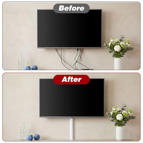 Ocultador de cables para TV montada en pared, cubrecables autoadhesivo de 41" para paredes, organizador de cables flexible de silicona blanco miniatura 4