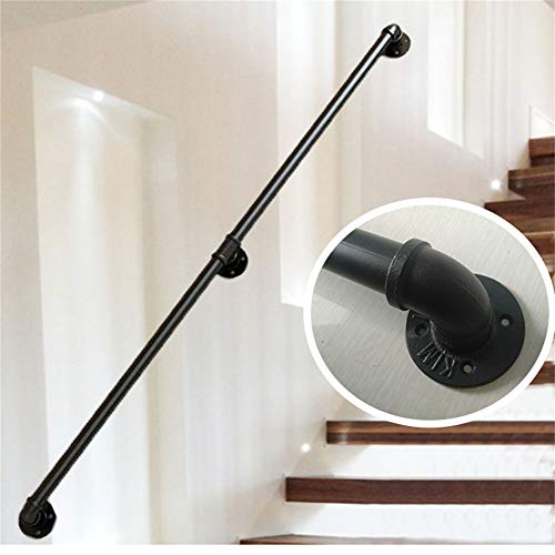 YUDE - Kit Completo de 9 pies. Barandilla de Soporte de Escalera de Hierro Forjado, Negro Mate