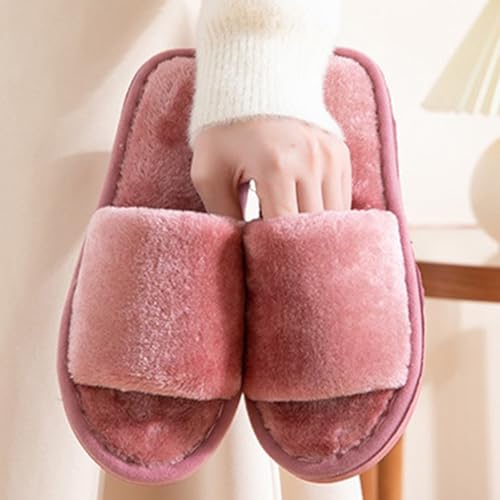 Slippers For Women Indoor,Women's Open Toe House Slipper Breathable Memory Foam Slip-On Winter Home Warm Bedroom Shoes with Non-Slip Sole4