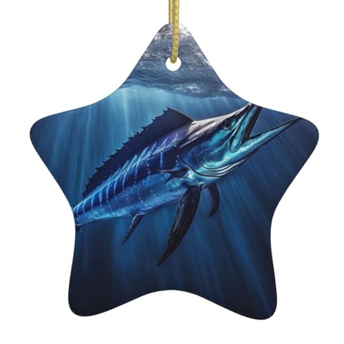 Decoración de Navidad en forma de estrella en forma de vela azul colgante para decoración de fiesta
