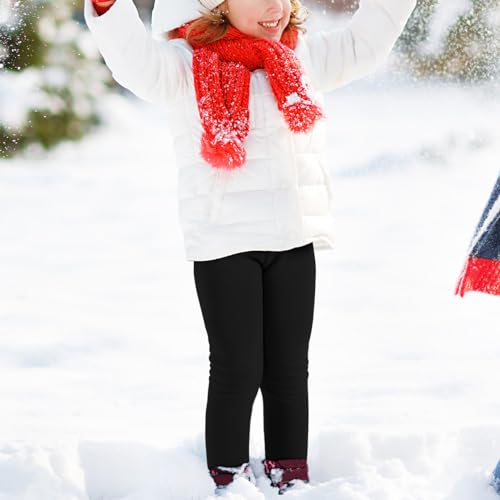 BOOPH Girls Fleece Lined Leggings Toddler Kids Winter Warm Basic Full Length Pants4