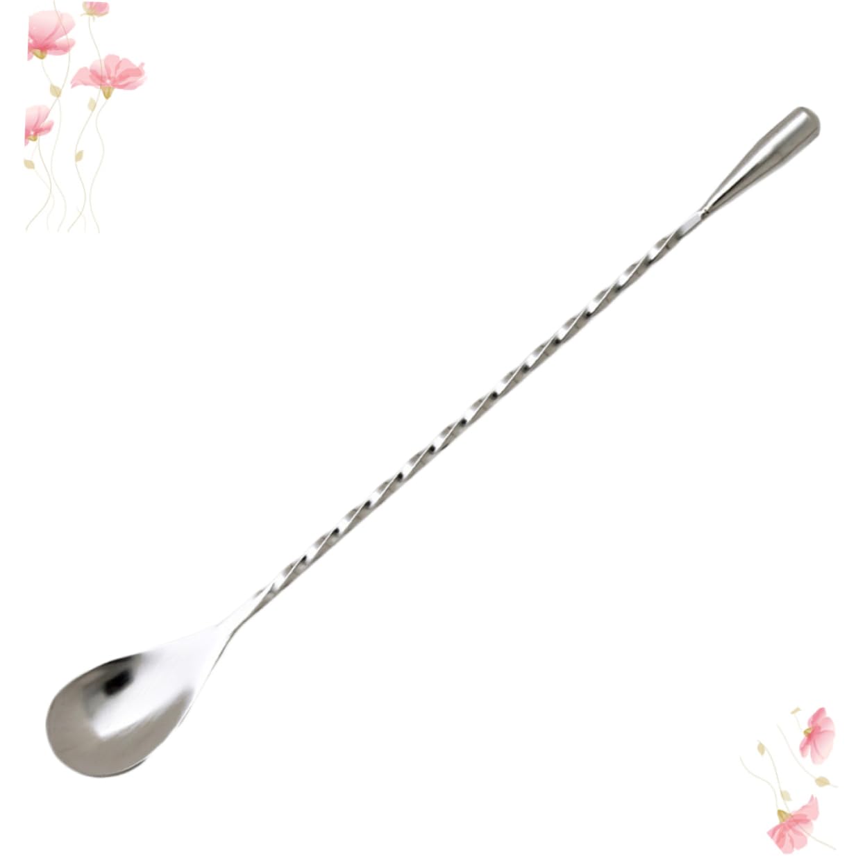 CIYODO Stainless Steel Cocktail Spoons Twisted Middle Long Handle Stirring Spoons for Bar Home