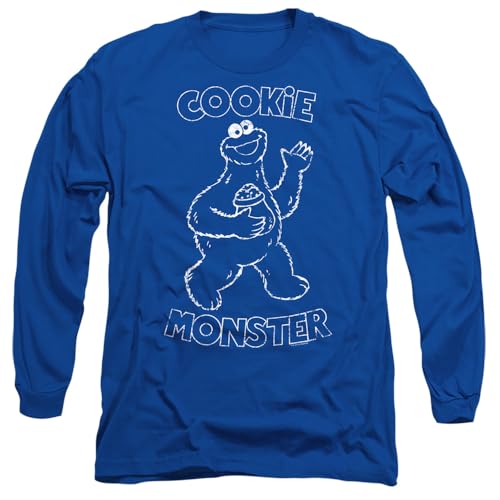 T-shirt Sesame Street coton manches longues bleu royal pour adulte style mixte