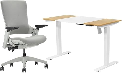 Furniture of America Quade Modern - Juego de escritorio y silla ajustable de metal blanco de 2 piezas para oficina en casa