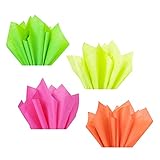 NICROHOME 24PCS Neon Wrapping Paper in 4 Color, 20 x 28Inch Glowing Tissue Paper for Gift Bags Box Wrapping, Birthday Wedding Party Decorations, DIY Craft, Present Packaging, Baby Shower