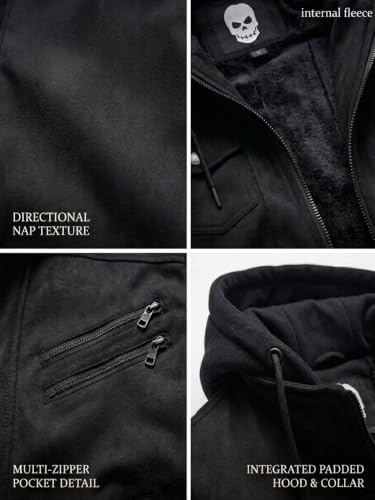 Blaq Ash Men's Faux Suede Biker Jacket Black - Image 5