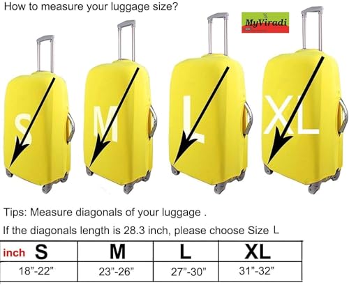 Image of Trolley Printed Cover Luggage Bag Polyester | Trolley Bags | Suitcase | Travel | Protector | Printed | Washable| Anti-Scratch (Black(NEW), 18-22 INCH (Small))