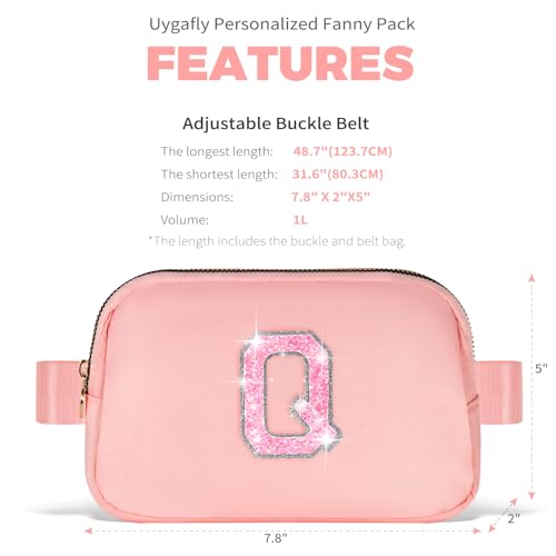Image of Uygafly Graduation Gifts for Teens Kids Daughter Sister Her - Birthday Gifts for 3 4 5 6 7 8 9 10 11 12 13 Year Old Girls,Fanny Pack Crossbody Bag Belt Bag Cute Trendy Stuff | Peach,Initial Q