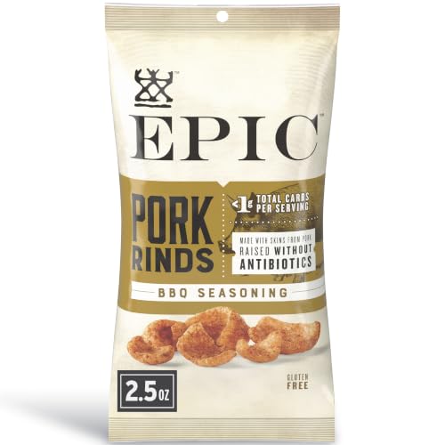 Image of EPIC BBQ Seasoning Pork Rinds, Gluten Free, Keto and Paleo Friendly, Protein Snacks, 2.5 oz