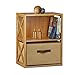 Relaxdays Regal Bambus mit Korb, 2 Ablagen, Holz Standregal, Badregal, Faltbox, HxBxT: 54 x 42 x 29 cm, natur braun