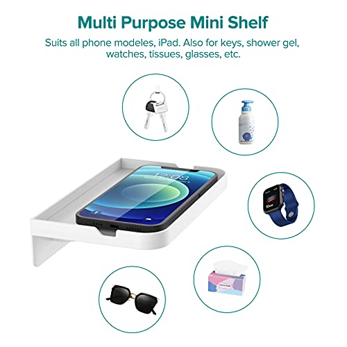 Homemount Wall Phone Holder - Stick On Phone Wall Mount For Bathroom And Kitchen - Compatible With Any Phone Ipad Wall Mount Shower Glass Mirror Universal Wall Adhesive Phone Shelf White #TOP1