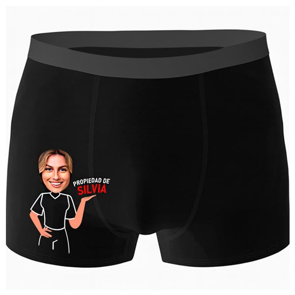 Transparent Gift Calzoncillos Propiedad de Tu Persona Especial con Foto y Nombre Personalizado. Regalos Personalizados para Hombre, Marido, Novio. Regalo Original Parejas.