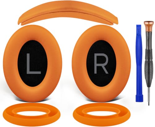 Image of SOULWIT Replacement Kit for Bose QuietComfort 45 (QC45) /Quiet Comfort 35 (QC35, QC35II) /QC SE /QC Wireless Headphones, Ear Pads Cushions + Headband + Silicone Earpads Cover Protector - Orange