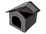 PillowPrim Hundehütte Hundehöhle Hundebett Hundehaus Katzenhöhle Größe XXXL - 76x72 cm Graphit mit Schwarz