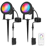 Tsanhoo Spot Lights Outdoor, 15W Waterproof Spotlights for Yard, RGBW Outdoor Spotlight,Low Voltage