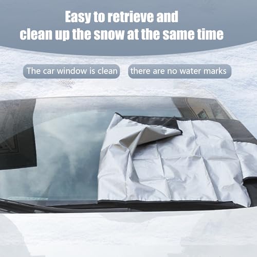Image of Car Windshield Cover for Ice and Snow, Against Frost Ice and Snow Easy Installation Front Windshield Cover, 190T Silver Coated Cloth Double-sided Protective Auto Cover, Universal for Cars (Silver)